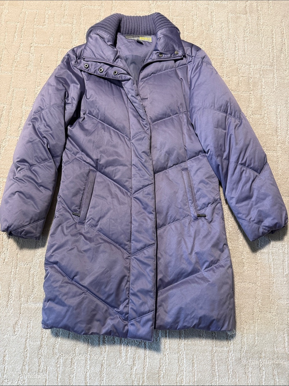 London Fog Lavender Quilted Long Puffer Coat